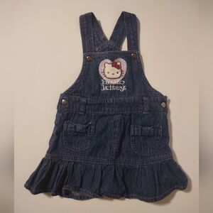 Hello Kitty Sanrio Denim Overalls Dress Size 24M Cute & Playful 100% Cotton
